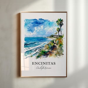 Encinitas CA Wall Art, Encinitas Print, Encinitas Cali Watercolor, San Diego Art Gift, Travel Poster, Housewarming Gift