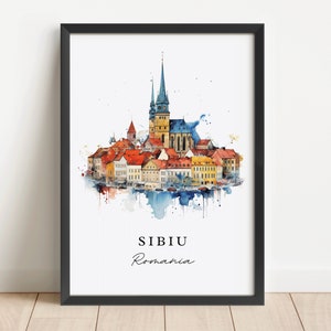 Sibiu Romania wall art - Romania, Sibiu poster, Sibiu Wedding gift, Sibiu Birthday present, Custom Text, Romania Personalized Gift