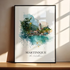 Martinique Wall Art, Martinique Print, Martinique Watercolor Art, Caribbean Islands Gift, Travel Print, Travel Poster, Housewarming Gift