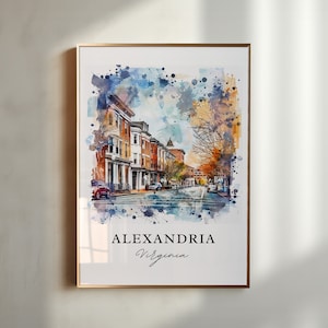 Alexandria Virginia Wall Art, Alexandria Print, Alexandria VA Watercolor, Washington DC Gift, Travel Poster, Housewarming Gift