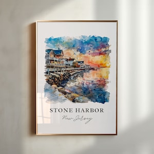 Stone Harbor NJ Wall Art, Stone Harbor Print, Jersey Shore Watercolor Art, Cape May Gift, Travel Poster, Housewarming Gift