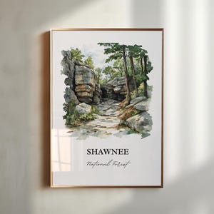 heer National Forest Wandkunst, Herodes IL Druck, Illinois Aquarell, Swanee Forest Geschenk, Reisedruck, Reiseposter, Housewarming Geschenk