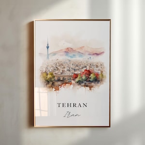 Arte de parede de Teerã, Irã - Irã, pôster de Teerã, horizonte de Teerã, presente de aniversário, texto personalizado, presente personalizado