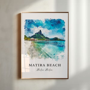 Matira Beach Wall Art, Matira Beach Print, Bora Bora Wall Art, Bora Bora Gift, Travel Print, Travel Poster, Travel Gift, Housewarming Gift
