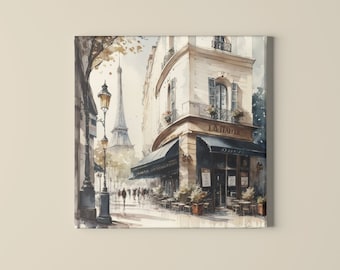 Streets of Paris, France Watercolor-Style Art, Available in multiple sizes and frame options