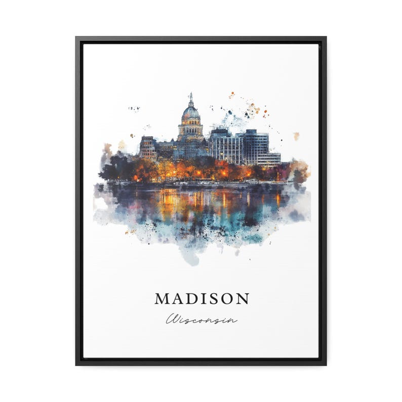 Madison WI Wall Art, Madison Print, Madison Watercolor Art, Madison Wisconsin Gift, Travel Poster, Housewarming Gift image 5
