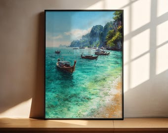 Phuket Thailand Watercolor Art Phuket Travel Print Phuket Thailand Artwork Phuket Beach Decor Thailand Wall Art