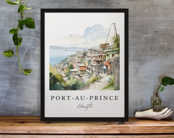 Port-au-prince traditional travel art - Haiti, Port au Prince poster, Wedding gift, Birthday present, Custom Text, Personalized Gift