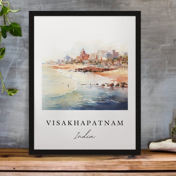 Visakhaptnam traditional travel art - India, Visakhapatnam poster, Wedding gift, Birthday present, Custom Text, Personalised Gift