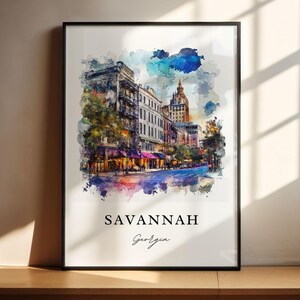 Savannah Georgia Wall Art, Savannah Print, Savannah GA Watercolor Art, Savannah Georgia Gift, Travel Poster, Housewarming Gift image 3