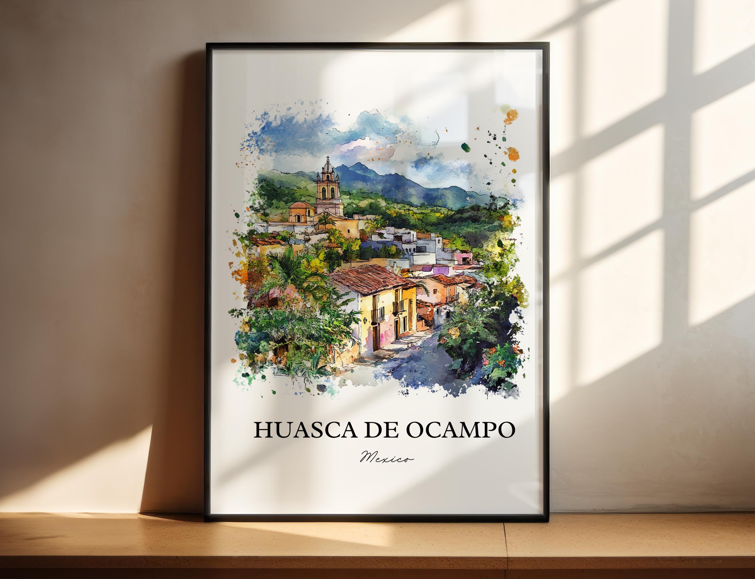 ワスカ・デ・オカンポの壁画、イダルゴ州版画、メキシコの水彩画