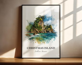 Weihnachtsinsel Wandkunst, Java Print, Java Indonesien Aquarell, Weihnachtsinsel Geschenk, Reisedruck, Reiseposter, Housewarming Geschenk