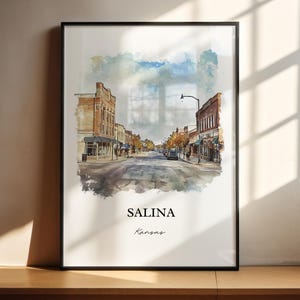 Salina Kansas Wall Art, Saline County Print, Kansas Watercolor Art, Salina KS Gift, Travel Print, Travel Poster, Housewarming Gift