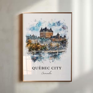 Quebec City Wall Art, Quebec Print, Quebec Watercolor Art, Quebec City Gift, Travel Print, Travel Poster, Housewarming Gift