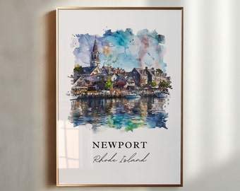 Newport RI Wall Art, Newport Print, Rhode Island Watercolor, Aquidneck Island Gift, Travel Poster, Housewarming Gift