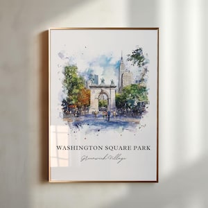 Washington Square Park NYC Art, Washington Square Print, Greenwich Village Watercolor Art, Travel Poster, Housewarming Gift