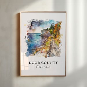 Door County WI Art, Door County Print, Green Bay Wisconsin Watercolor, Door County WI Gift, Travel Poster, Housewarming Gift