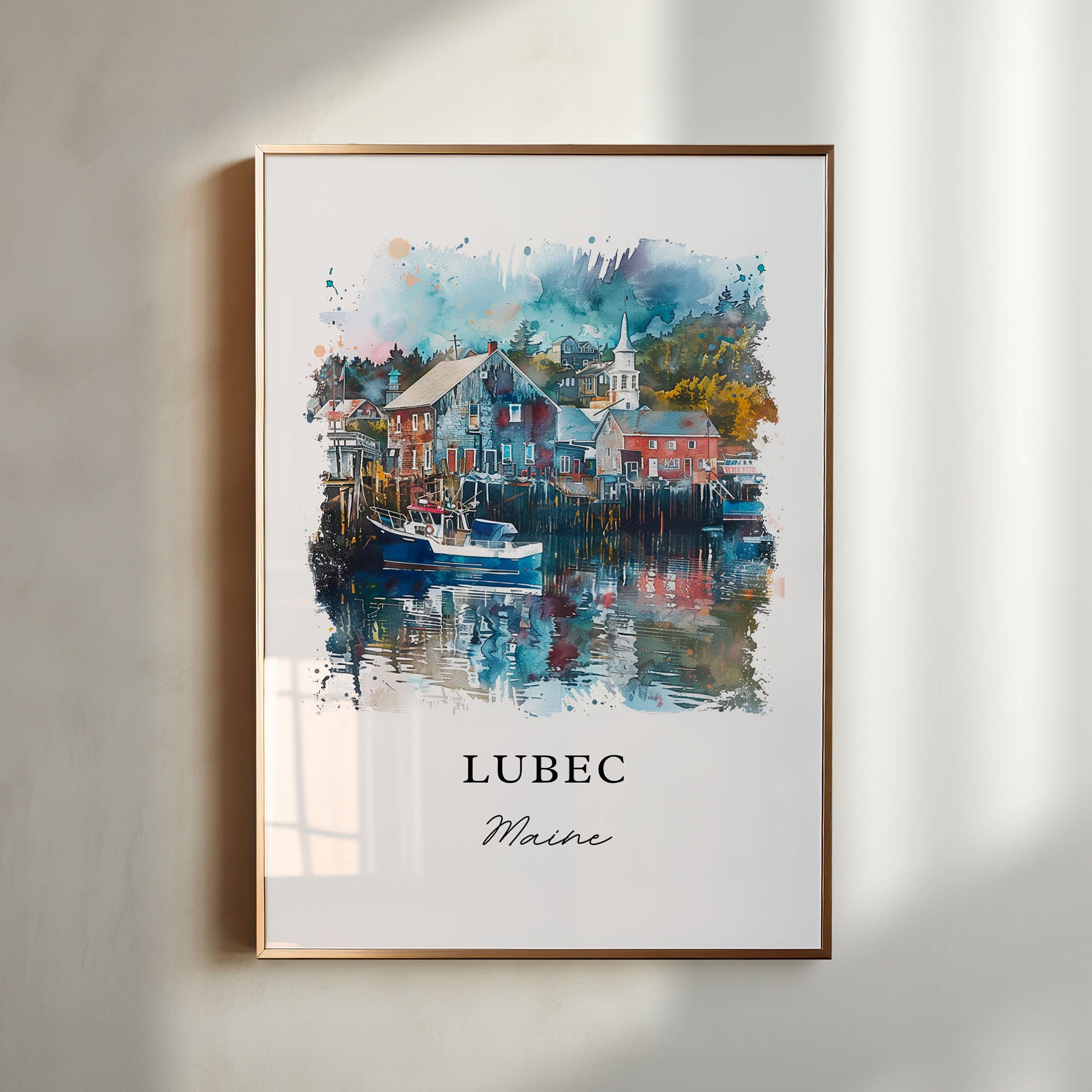 Lubec Maine Wall Art, Washington County ME Print, Lubec Watercolor Art, Lubec Maine  Gift, Travel Poster, Housewarming Gift