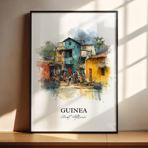 Guinea Wall Art, West Africa Print, Guinea Watercolor Art, Guinea Gift, Travel Print, Travel Poster, Housewarming Gift