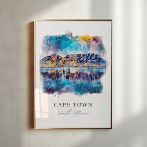 Kapstadt Wandbild, Kapstadt SA Druck, Kapstadt Südafrika Aquarell, Südafrika Geschenk, Reiseposter, Housewarminggeschenk