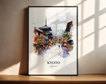 Kyoto Wall Art, Kyoto Print, Japan Watercolor Art, Kyoto Japan Gift, Travel Print, Travel Poster, Housewarming Gift