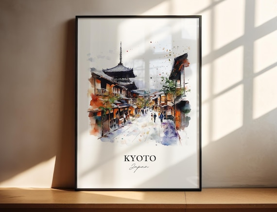 Kyoto Wall Art, Kyoto Print, Japan Watercolor Art, Kyoto Japan Gift, Travel Print, Travel Poster, Housewarming Gift