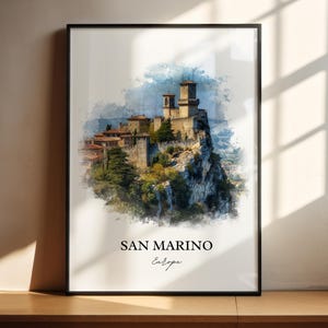 San Marino Wall Art, San Marino Print, San Marino Watercolor Art, San Marino Gift, Travel Print, Travel Poster, Housewarming Gift
