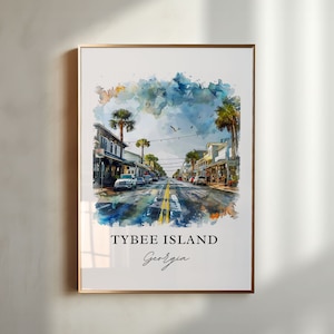 Tybee Island Wandbild, Tybee Island GA, Tybee Island Aquarell, Tybee Island Georgia Geschenk, Reiseplakat, Housewarminggeschenk