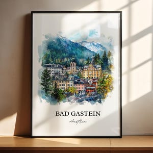 Bad Gastein Wall Art, Salzburg Print, Austria Watercolor Art, Bad Gastein Gift, Travel Print, Travel Poster, Housewarming Gift