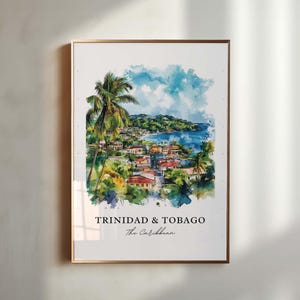Sztuka ścienna z Trynidadu i Tobago, wydruk z Trynidadu, akwarele z Trynidadu, prezent z Trynidadu i Tobago, plakat podróżniczy, prezent na parapetówkę
