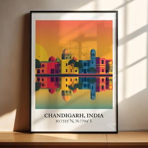 Chandigarh Art, Chandigarh Retro Travel Art, Chandigarh Home Decor, Chandigarh Gift, India Travel Art, Travel Prints, Housewarming Gift