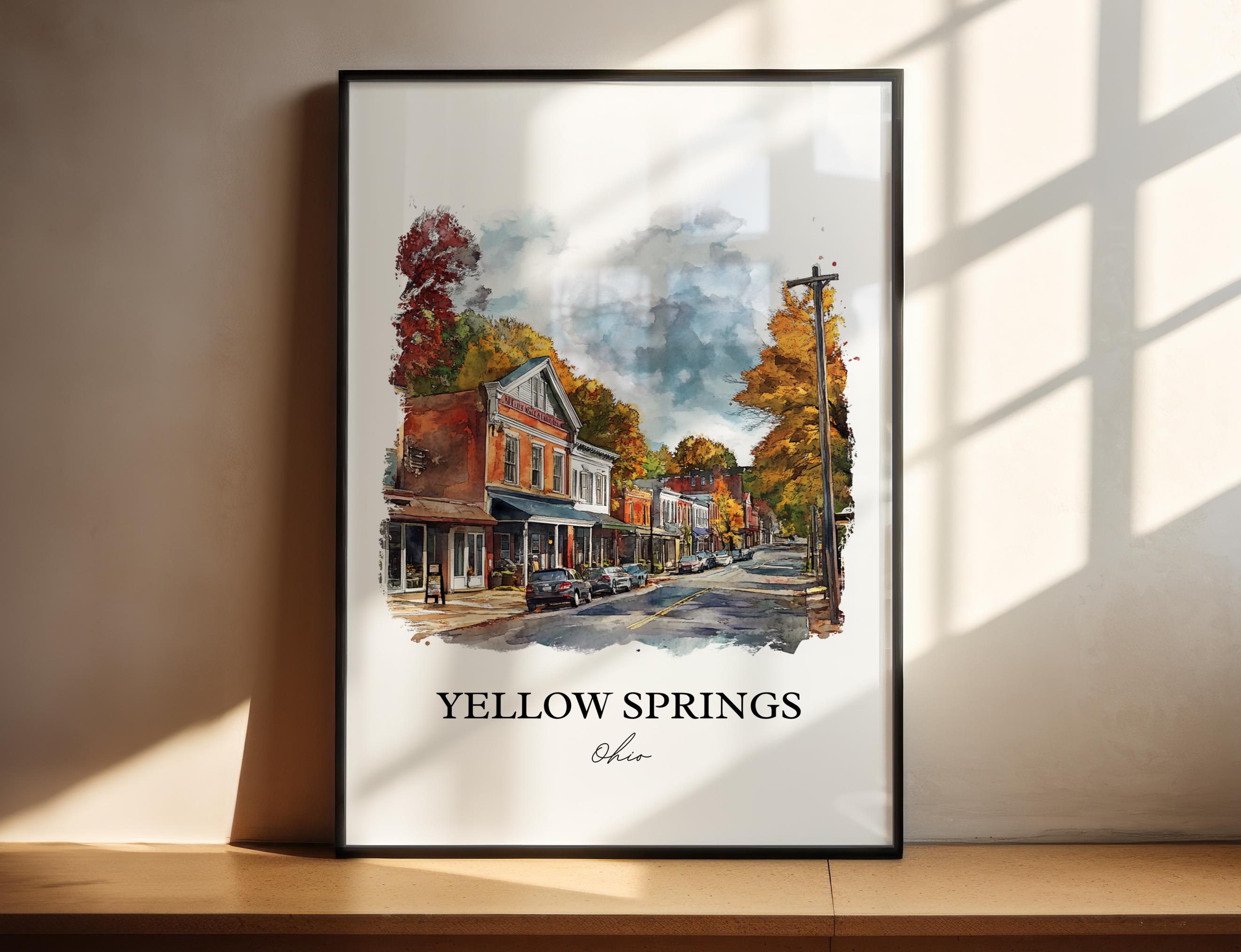 Yellow Springs OH Wall Art, Greene County Ohio Print, Dayton