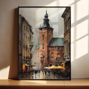 Kraków Watercolor Art Kraków Poland Travel Print Kraków Artwork Poland Decor Kraków Scenery Wall Art