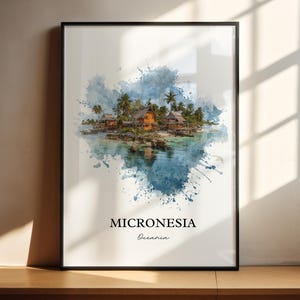 Micronesia Wall Art, Micronesia Print, Micronesia Watercolor Art, Micronesia Gift, Travel Print, Travel Poster, Housewarming Gift