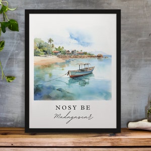 Nosy Be traditional travel art - Madagascar, Nosy Be poster, Wedding gift, Birthday present, Custom Text, Personalized Gift