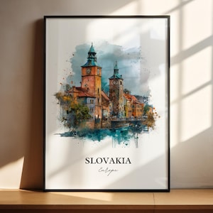 Slovakia Wall Art, Slovakia Print, Slovakia Watercolor Art, Slovakia Travel Gift, Travel Print, Travel Poster, Housewarming Gift