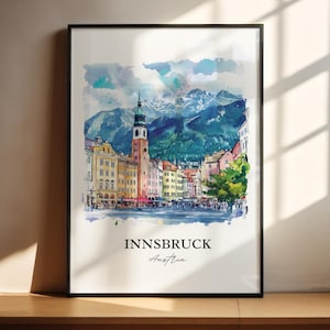 **br&gt;Innsbruck Österreich, Österreich Aquarell Kunst, **Innsbruck Österreich Geschenk**,