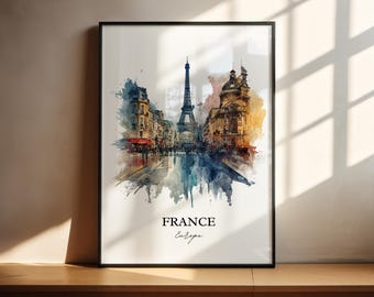 France Wall Art, France Print, France Watercolor Art, France Country Gift, Travel Print, Travel Poster, Housewarming Gift