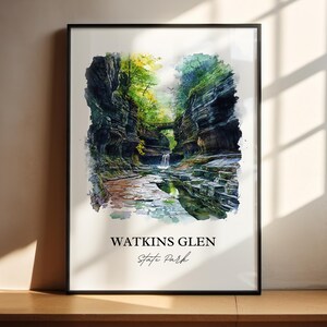 Watkins Glen State Park Art, Finger Lakes Print, Seneca Lake Artwork, Schuyler County Gift, Travel Print, Travel Poster, Housewarming Gift