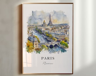 Paris Wall Art, Eiffel Tower Print, Paris France Watercolor Art, France Gift, Travel Print, Travel Poster, Travel Gift, Housewarming Gift
