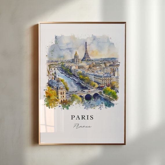 Paris Wall Art, Eiffel Tower Print, Paris France Watercolor Art, France Gift, Travel Print, Travel Poster, Travel Gift, Housewarming Gift