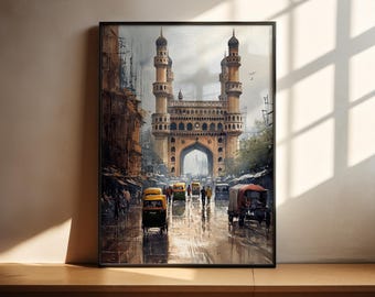 Hyderabad Indien Aquarell Kunst Hyderabad Reisedruck Hyderabad Indien Kunstwerk Indien Dekor Hyderabad Indien Wandkunst