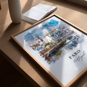 Faro Portugal Wall Art, Portugal Print, Faro Wall Art, Faro Portugal Gift, Faro Travel Print, Travel Poster, Travel Gift, Housewarming Gift image 3