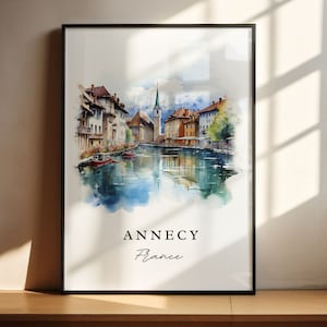 Annecy France wall art - France, Annecy poster print, Thiou River Artwork gift, Birthday present, Custom Text, Perfect Gift