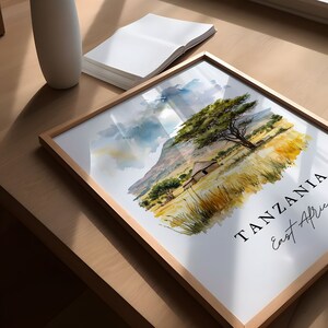 Tanzania wall art - East Africa, Tanzania print, Tanzania Wedding gift, Tanzania Birthday present, Custom Text, Perfect Gift image 3