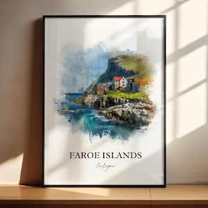 Faroe Islands Wall Art, Denmark Print, Faroe Islands Watercolor Art, Faroe Islands Gift, Travel Print, Travel Poster, Housewarming Gift