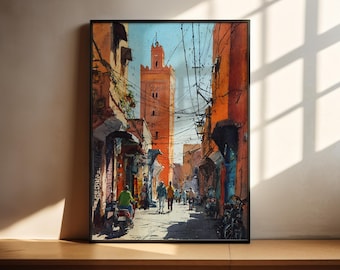 Marrakech Watercolor Art Marrakech Morocco Travel Print Marrakech Artwork Marrakesh Decor Morocco Wall Art