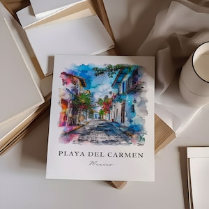 Playa Del Carmen MX Wall Art, PDC Mexico Print, Playa Del Carmen Watercolor, Cancun Gift, Travel Poster, Housewarming Gift image 2
