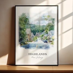 Highlands NJ Wall Art, Highlands NJ Print, NJ Watercolor Art, Monmouth County Gift, Travel Print, Travel Poster, Housewarming Gift