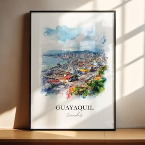 Guayaquil Wall Art, Ecuador Print, Ecuador Watercolor Art, Guayaquil Gift, Travel Print, Travel Poster, Housewarming Gift